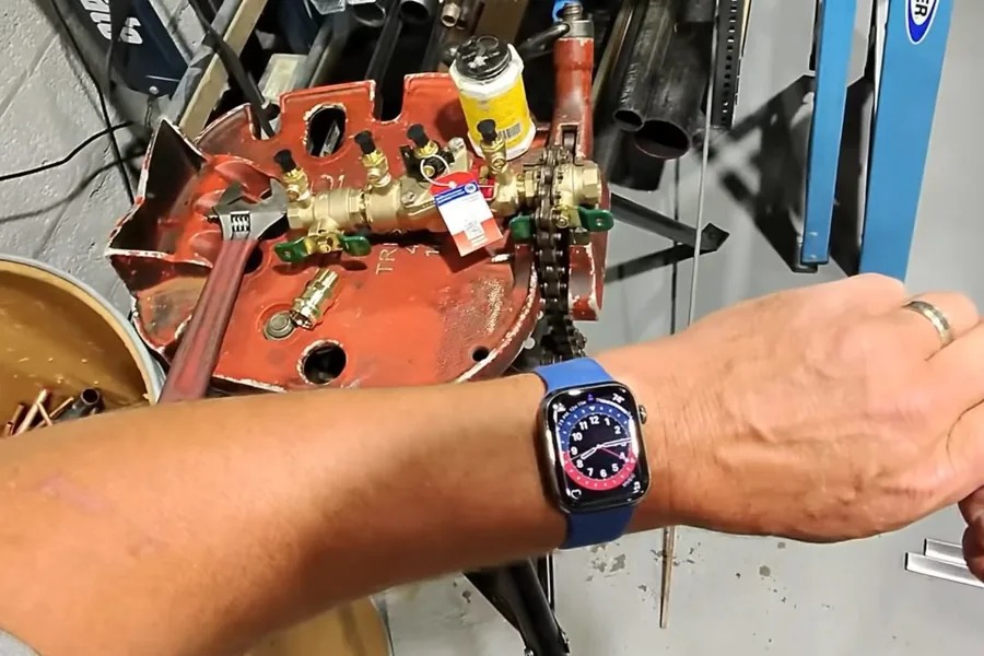 Black iron gas line valve and pressure test connection for Gas Line Repair & Installation in Fountain Valley, CA in Fountain Valley near the service area.